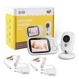 GHB Babyphone Caméra 3.2 Inches Bébé Moniteur Babyphone Vidéo LCD Couleur Bébé Surveillance 2.4 GHz Communication Bidirectionnelle-2