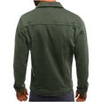 Vestes - veste en denim pour homme manteau classique élégant revers simple veste de travail slim fit Terre verte-2