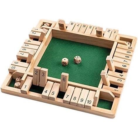 Jeu De Dés 'Shut The Box' Classique - Pour 1 à 4 Joueurs - Jeu De Société En Bois Pour Bar, Pub, Famille