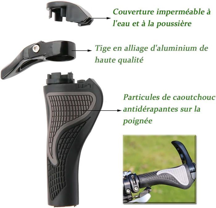 MYG Poignées De Guidon De Vélo TPR Caoutchouc Pour Tordre Vélo De Montagne 22.2mm Bar