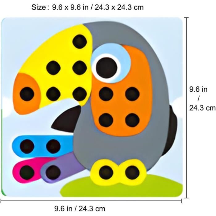 Geekper Mosaique Enfant, 10 Cartes et 58 Boutons Jeux de Mosaïque Jeux Educatif Enfant Jeux Montessori 2 3 4 Ans Jeux Enfants Colorés Mosaique Loisir Creatif pour d'anniversaire Noël