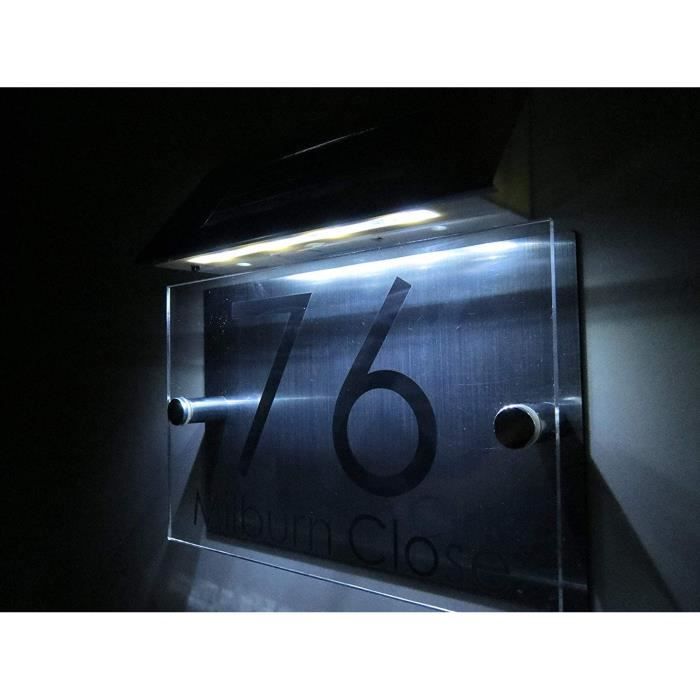 Numéro de porte de la maison, plaque de porte, lumière solaire Led