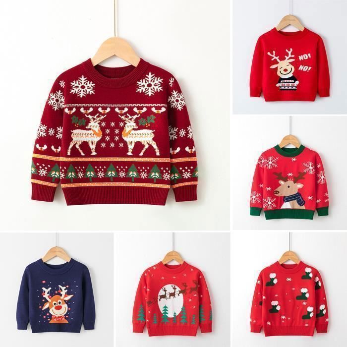 Pull De Noël Homme - Col Rond, Manches Longues, Impression 3D Festive