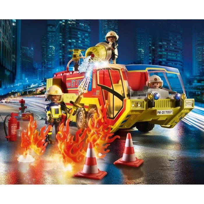 PLAYMOBIL - 70557 - City Action - Camion de pompiers et véhicule enflammé -  Cdiscount Jeux - Jouets