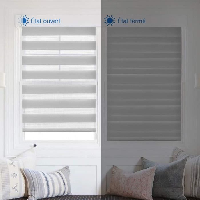 Store Jour/nuit Magiea Sans Perçage - 50x150cm - Blanc - Protection Solaire Et Intimité - Installation Clips