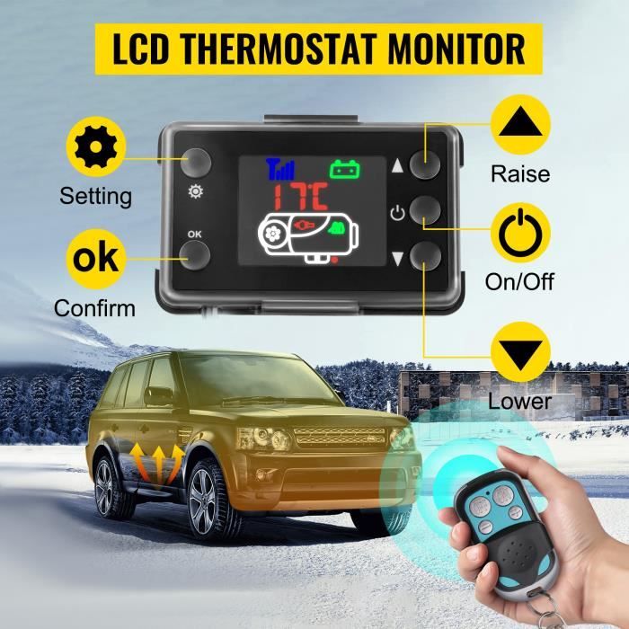 Chauffage de Diesel, 12 V 5 KW Chauffage de Voiture, Chauffage à air  Diesel, réchauffeur d'air avec télécommande Interrupteur LCD