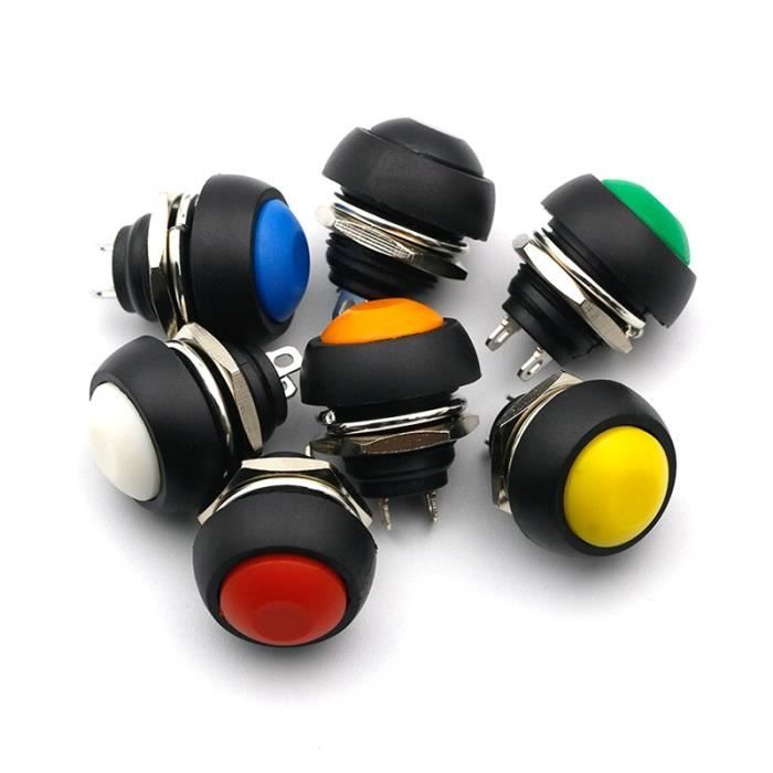 Acheter Interrupteur à bouton-poussoir momentané en métal étanche, cercle  de 12mm, LED, 4 broches, 1NO, chasse d'eau élevée