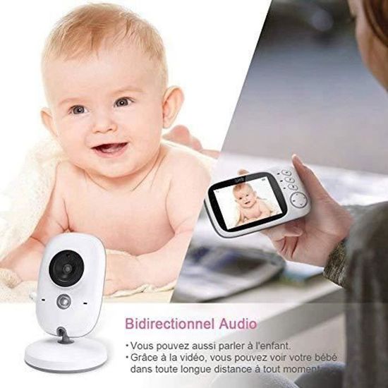 GHB Babyphone Caméra Bébé Moniteur 2,4 Inches LCD Babyphone Vidéo Bébé Surveillance 2,4 GHz Capteur De Température Communication Bidirectionnelle