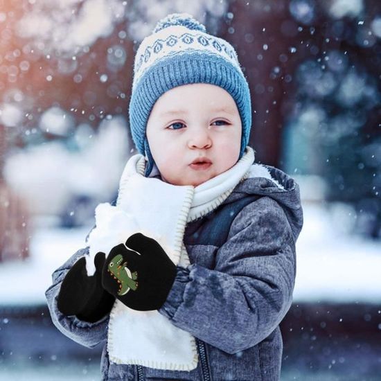 Gant enfant,Mitaine d'hiver Chauds,Bébé Gants Tricotés Extensibles