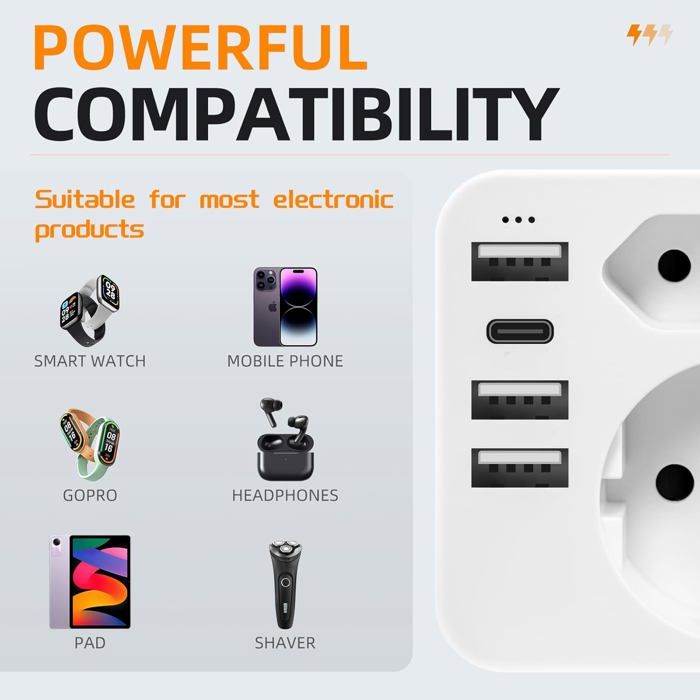 1Pc 20W Adaptateur Prise Australie, 4 En 1 Pd & Qc 3.0 Adaptateur De Voyage Charge Rapide Avec 2