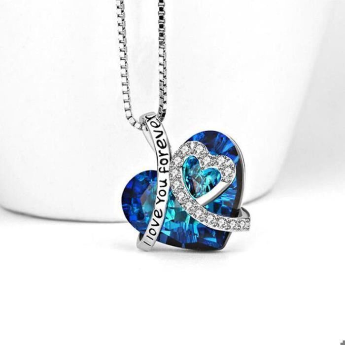 Collier Bleu Unique - Motif Lustré Cristal - Neuf Sans Emballage - Idée Cadeau MARIÉE Ou Événement
