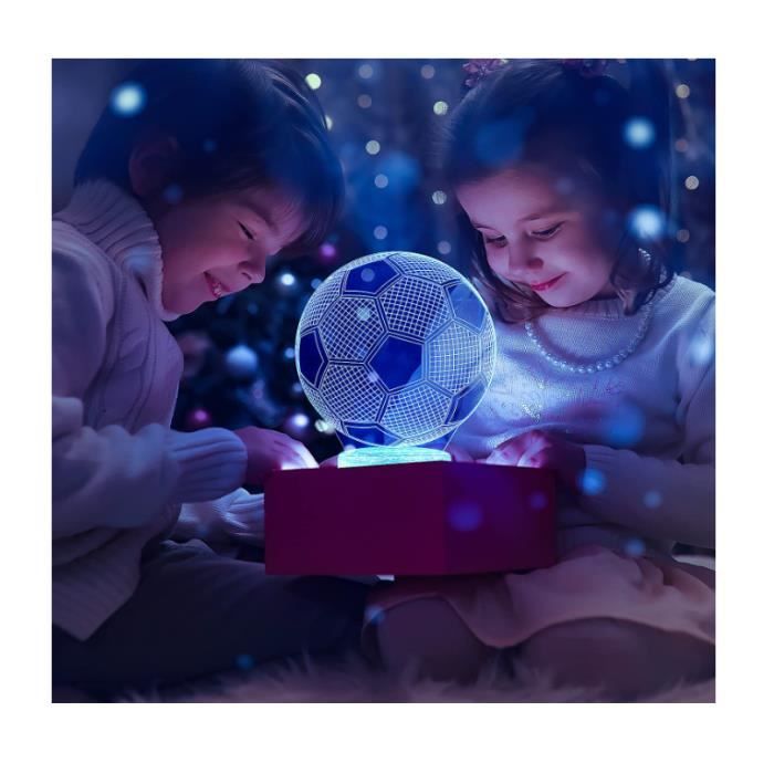 Football veilleuse, 3D LED Lampe Optique Illusion Veilleuse Enfant, Cadeau  Anniversaire Surprise Deco Ambiance Créatif 16 couleurs