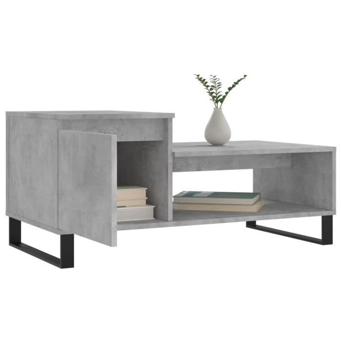 SIB Table basse Gris béton 100x50x45 cm Bois d'ingénierie 7615403852700 ...