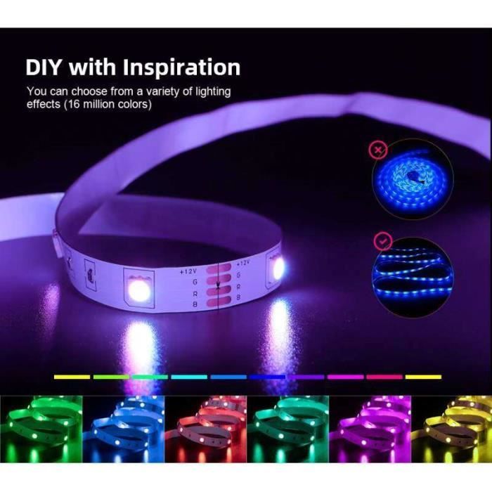 BANDE LED,12v 30m Ruban LED Bande LED RGB Multicolore App Contrôle Led ...