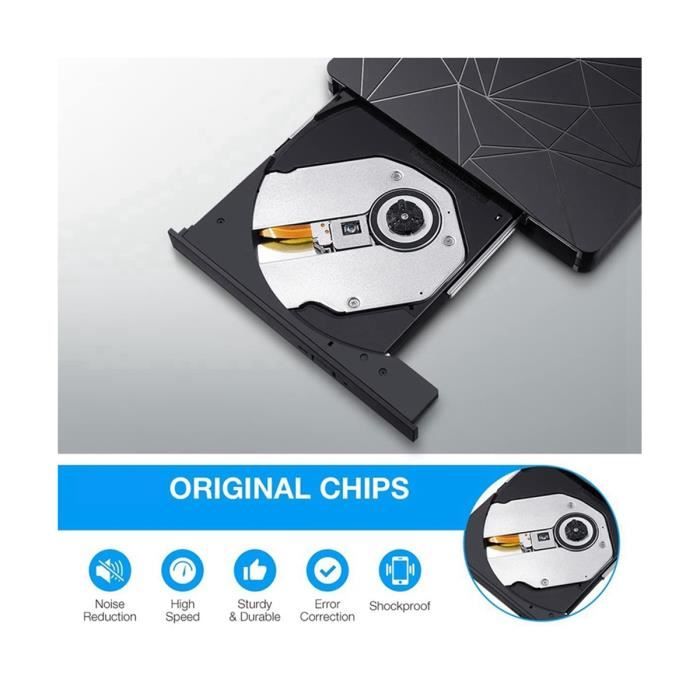 SODIAL-Lecteur de CD DVD externe Graveur de CD-ROM externe DVD CD-ROM ...