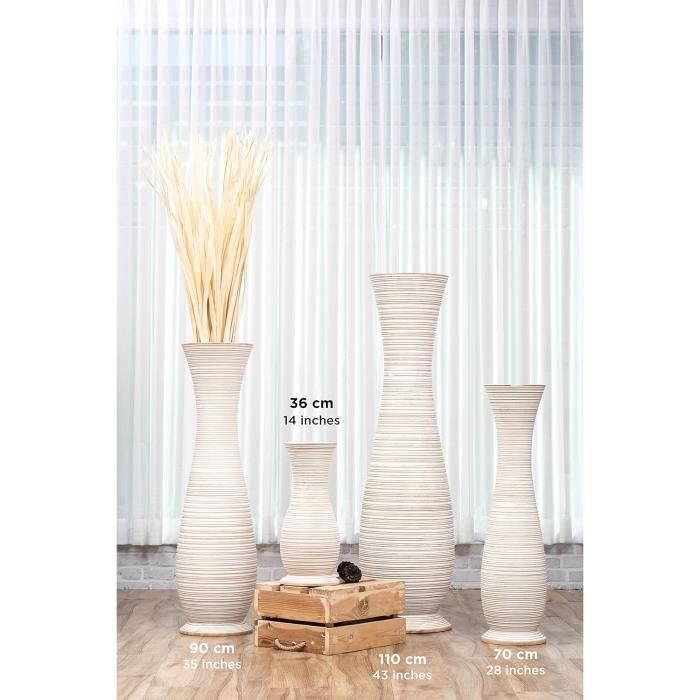 Grand Vase En Bois De Manguier 90cm - Déco Rustique Pour Branches Séchées Et Herbes De Pampa