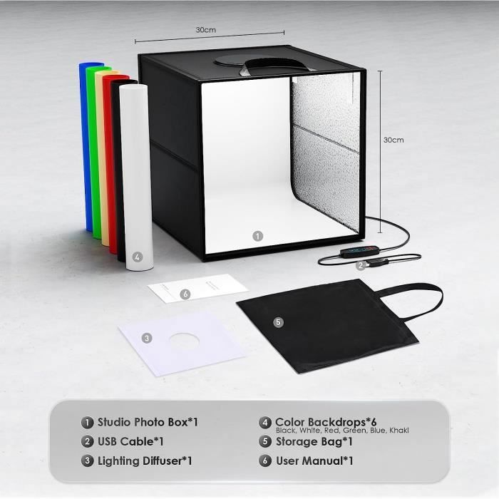 Studio Lightbox Desktop photo kit avec 120 dimmable LED lumière 3000k ...