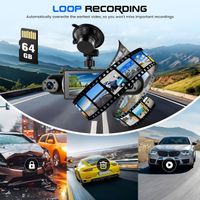 Dashcam Voiture 360 Degrés Caméra Embarquée 4 Canaux 1080p - 360° Vision, Détection Mouvement, Capteur De Choc, Ecran 2 Dash Cam 4 Canaux