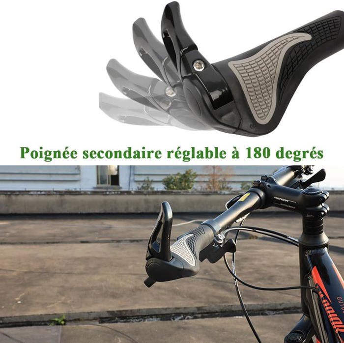 Poignées De Guidon Vélo Ergonomiques - Antidérapantes - Double Verrouillage - Pour VTT, VTC, Vélo Électrique