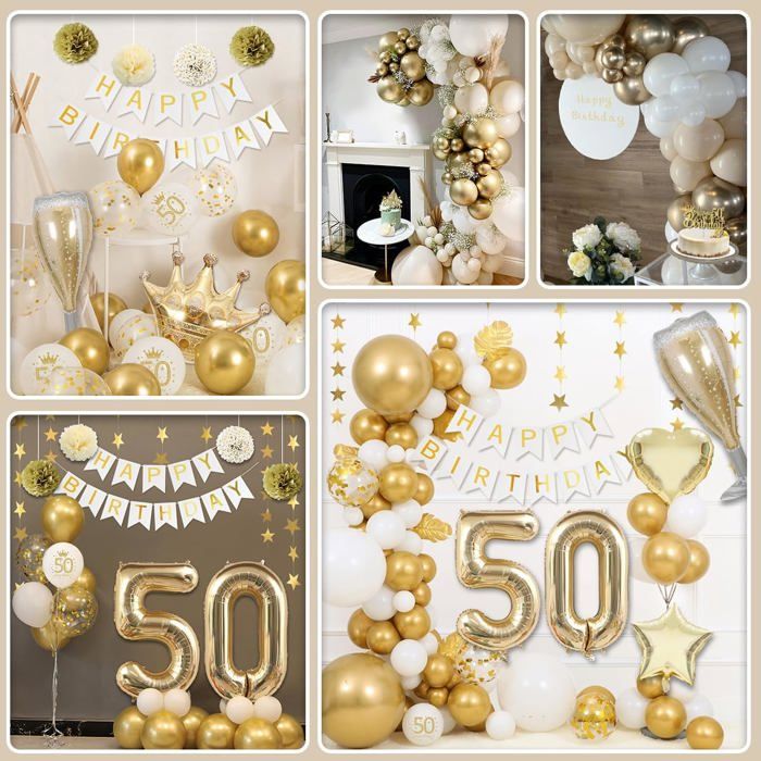 Ballon 50 Ans Anniversaire Homme Décoration Anniversaire 50 Ans Or - Ballons, Banderole, Fanions, Pour Fête Homme Ou Femme Ballon D'or
