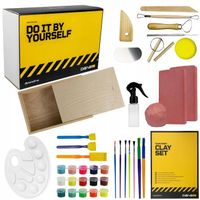 Dibys DIY Kit de poterie pour enfants avec argile rouge outils de modelage pinceaux boîte kit créatif idées cadeaux originales