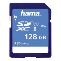 Carte SDXC 128GB CL.10 UHS-I 80MB - HAMA - Carte mémoire SDXC - Noir