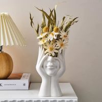 JANZDIYS - Vase de table-11X7X18CM-Blanc-Moderne en Céramique