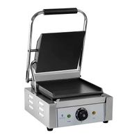 Machine à panini lisse Royal Catering RCKG-1800-F (1800W plaque de cuisson inférieure 235x225cm récupérateur de graisse en inox)