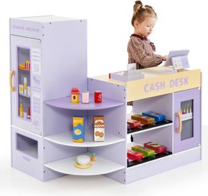 Supermarché Jouet En Bois Pour Enfants – Caisse, Scanner, Chariot Et Tableau Noir Pour Jeux De Rôle Dès 3 Ans