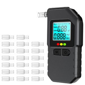 QWORK Éthylotest Électronique Portable Avec 20 Embouts - Alcootest LCD Précis Bleu Pour Usage Domestique Et Professionnel