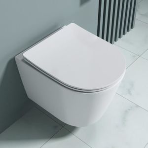 WC - TOILETTES Sogood WC suspendu blanc cuvette céramique toilette abattant silencieux avec frein de chute Aix108-K