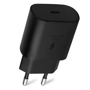 CHARGEUR TÉLÉPHONE Chargeur Rapide 25W Noir USB-C Compatible avec Sam