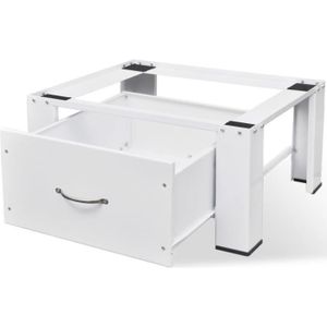 Socle pour machine à laver avec tiroir Blanc Compartiment pour Lave linge sèche linge