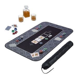 POKEO Tapis De Poker 180x90cm Deluxe Gris - Tapis Speed Cloth Avec Sac Transport