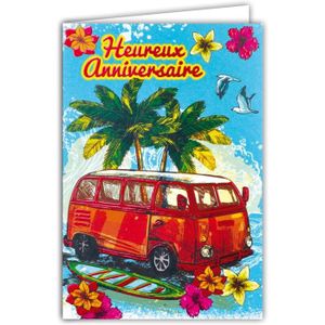 CARTE CORRESPONDANCE 69-4070 Carte Heureux Anniversaire Rouge Brillant 