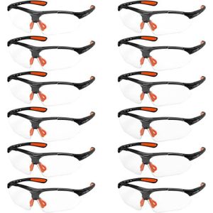 LUNETTE - VISIÈRE CHANTIER Pack de 12 lunettes de sécurité noires et orange certifiées CE avec verres transparents - lunettes de protection avec nez en [h531]