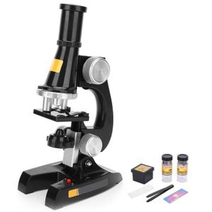 MICROSCOPE Vvikizy Microscope chimique Microscope de laboratoire de kit de microscope LED microscope biologique pour jeux activite (noir)