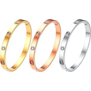 BRACELET - GOURMETTE 3 pièces bracelet pour Femme Fille, Bracelet Manchette Acier Inoxydable Style Simple Charme