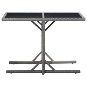 TABLE DE JARDIN  RHO - Mobilier de jardin - Table de jardin Anthracite 110x53x72 cm Verre et résine tressée