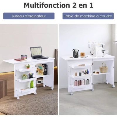ADA - Bureau droit 4 tiroirs taille compacte - 90x50x76.5 - Bureau avec  rangement - Finition gloss - Blanc