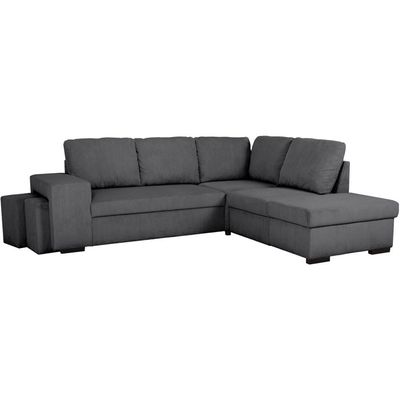 Canapé d'angle convertible 3 places avec rangements et ports USB-Type‑C, 2 sièges, en velours côtelé, gris Canapé d'angle convertible 3 places avec rangements et ports USB-Type‑C, 2 sièges, en velours côtelé, gris