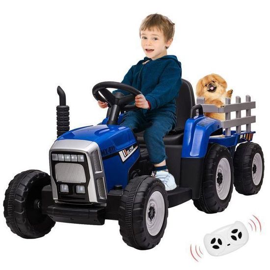 Tracteur Télécommandé 2.4GHz Avec Remorque Et Accessoires - 1:16, Phares LED, Pour Enfant 3-12 Ans - Cadeau Noël
