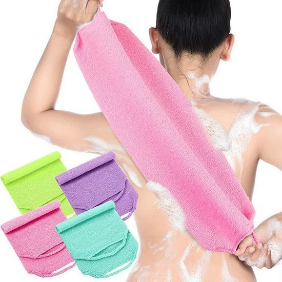 Lot De 5 Serviettes Exfoliantes Pour Le Bain - Taille 13x8 Cm, Matière Synthétique, Couleur Beige