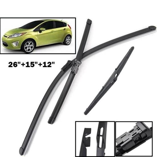 Balais D'essuie-glace Avant/arrière Pour Ford Ka MK2 (2009-2015) - Conduite à Droite, Caoutchouc Haute Qualité, Silencieux