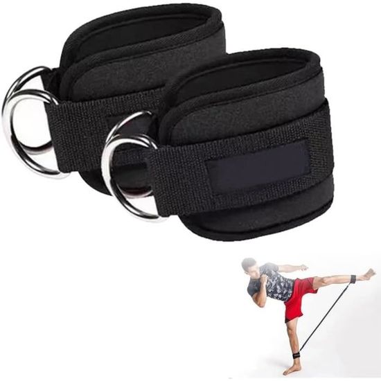flintronic 1 Paire Sangle Cheville Musculation Poulie, Sangle de Cheville Réglable Gymnastique, Sangles Musculation avec Double Anneau D, Ankle Straps, Accessoires pour Fitness, Sport, Gym, Noir flintronic 1 Paire Sangle Cheville Musculation Poulie, Sangle de Cheville Réglable Gymnastique, Sangles Musculation avec Double Anneau D, Ankle Straps, Accessoires pour Fitness, Sport, Gym, Noir