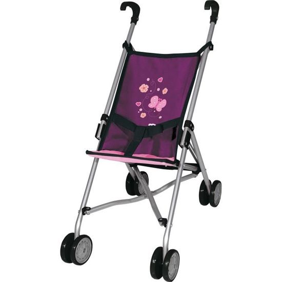 Poussette Canne Pour Poupée – Pliable, Roues Doubles, Ceinture De Sécurité, Bleu (Bayer Design)