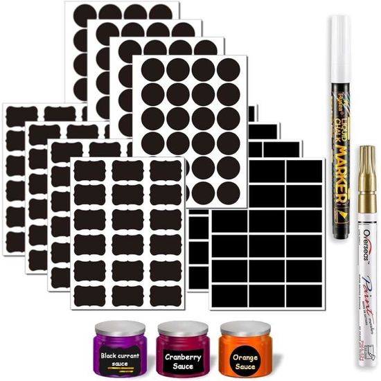 Étiquette Autocollantes Noir, Étiquettes Pour Bocaux Réutilisable