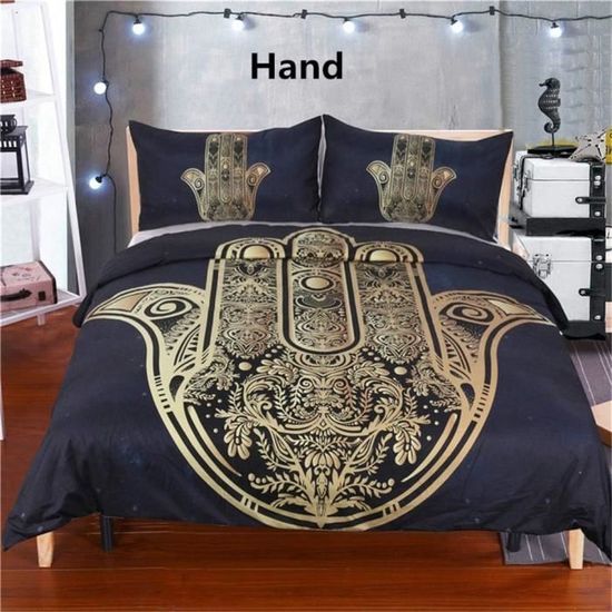 Odot Parure De Lit 3 Pièces Housse De Couette Microfibre Marbre Noir Luxe - Hirondelle Noire 200x200cm