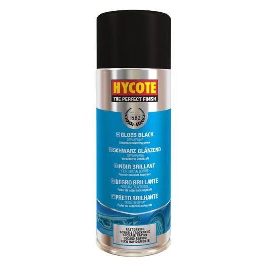 Hycote - Bombe de Peinture en spray Hycote - Acrylique - Noir Brillant - Auto/Moto/Scooter -  400 ml