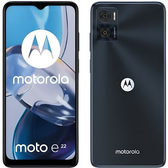 Moto e22 64 Go, téléphone portable Astro noir, Android 12, 4 Go